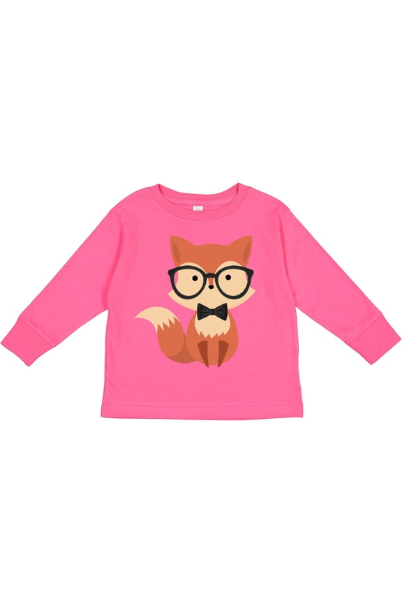 Cute Hipster Fox Boys or Girls Long Sleeve Toddler T-Shirt