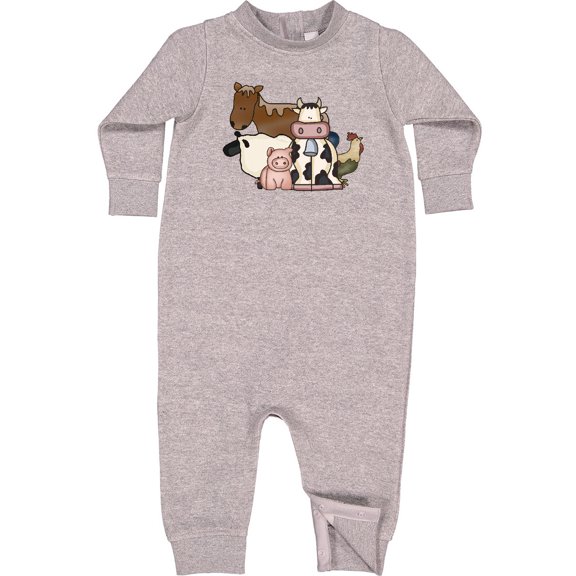 Inktastic Cute Horse, Sheep, Cow, Pig, and Rooster Farm Animals Baby Fleece Romper