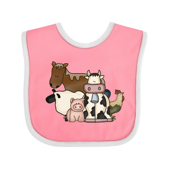 Inktastic Cute Horse, Sheep, Cow, Pig, and Rooster Farm Animals Boys or Girls Baby Bib