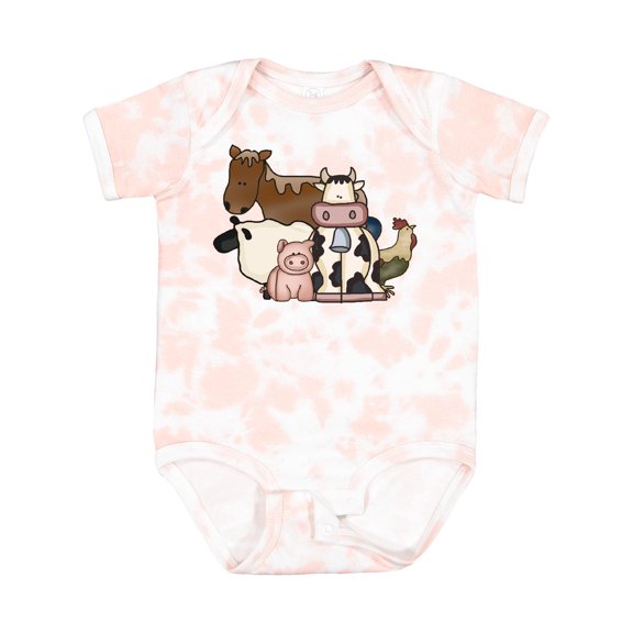 Inktastic Cute Horse, Sheep, Cow, Pig, and Rooster Farm Animals Boys or Girls Baby Bodysuit