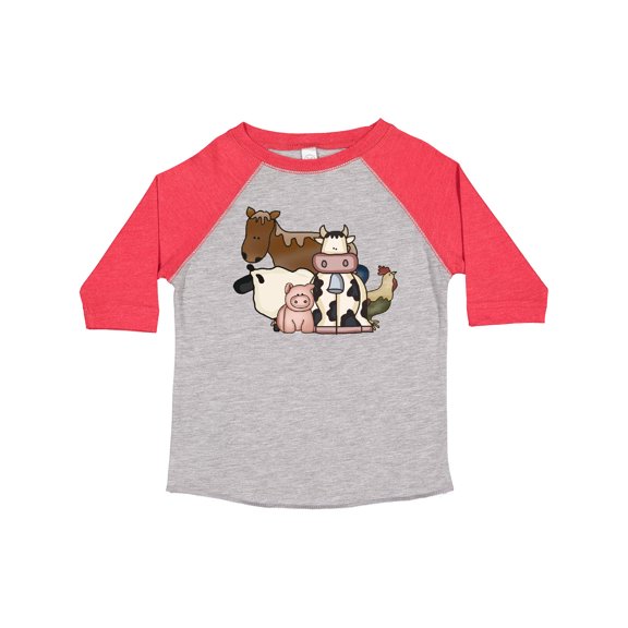 Inktastic Cute Horse, Sheep, Cow, Pig, and Rooster Farm Animals Boys or Girls Toddler T-Shirt