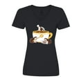 thumbnail image 1 of Inktastic Cute Hot Chocolate Hedgehogs Women's V-Neck T-Shirt, 1 of 5
