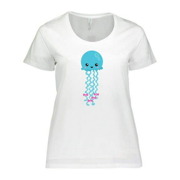 Inktastic Cute Jellyfish, Little Jellyfish, Blue Jellyfish Women's Plus Size T-Shirt