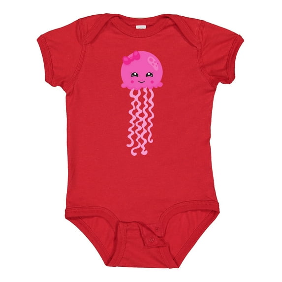 Inktastic Cute Jellyfish, Little Jellyfish, Pink Jellyfish Girls Baby Bodysuit
