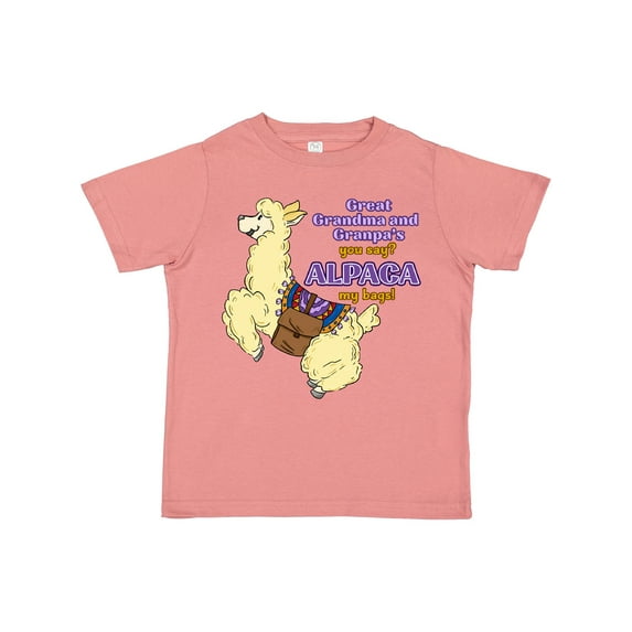 Inktastic Cute Jumping Alpaca-Great Grandma And Grandpa's You Say? ALPACA my bags! Boys or Girls Toddler T-Shirt