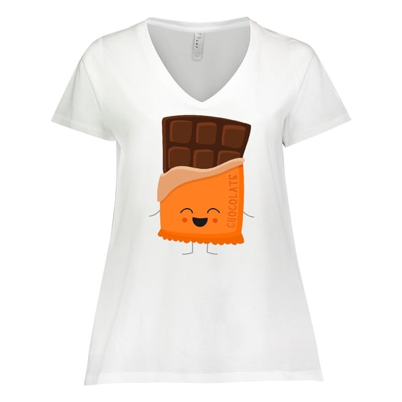 Inktastic Cute Kawaii Chocolate Candy Bar Women's Plus Size V-Neck T-Shirt