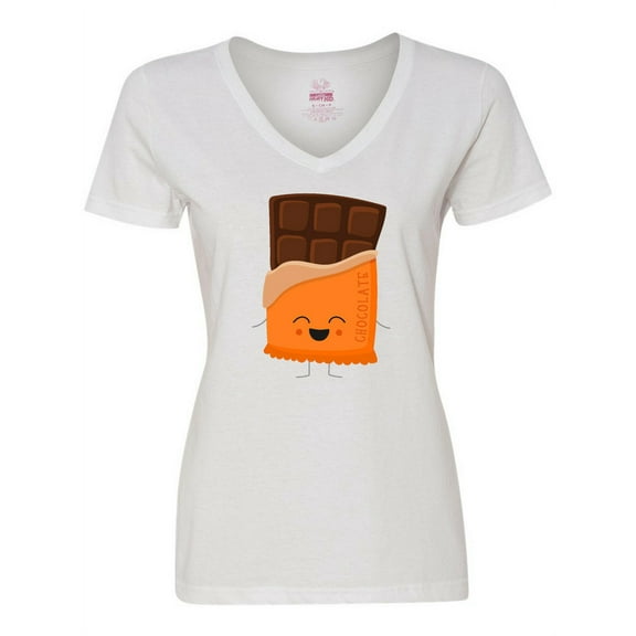Inktastic Cute Kawaii Chocolate Candy Bar Women's V-Neck T-Shirt