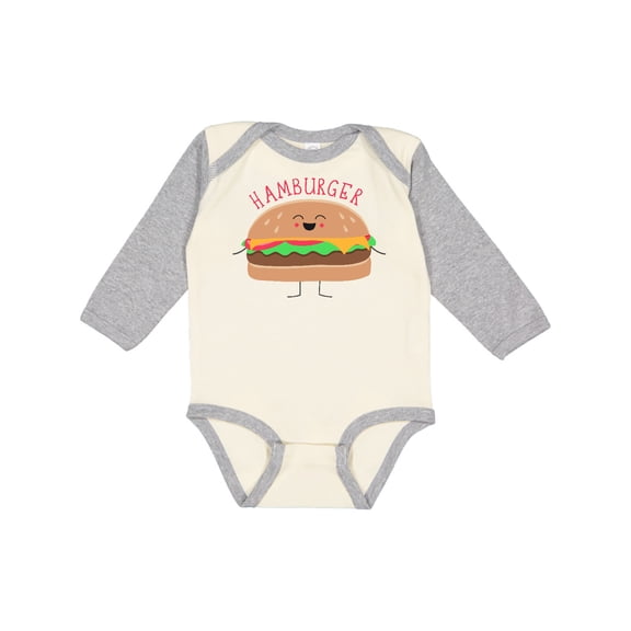 Inktastic Cute Kawaii Hamburger Boys or Girls Long Sleeve Baby Bodysuit