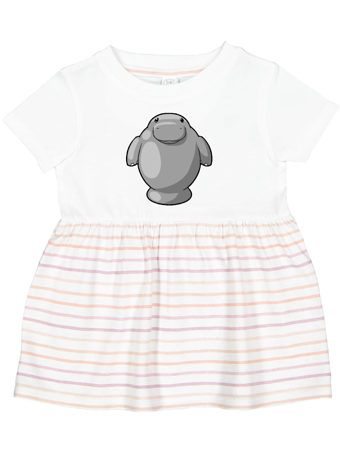 Inktastic Cute Kawaii Manatee Girls Baby Dress, Infant Girl's, Size: 12 Months, White