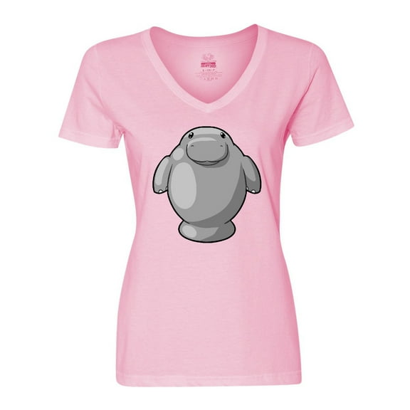Inktastic Cute Kawaii Manatee Women's V-Neck T-Shirt