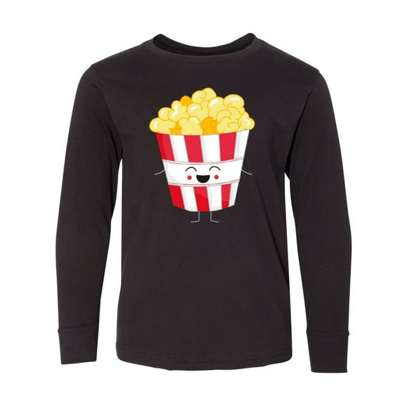 Inktastic Cute Kawaii Popcorn Long Sleeve Youth T-Shirt