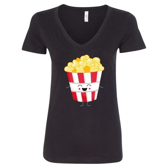 Inktastic Cute Kawaii Popcorn Women's V-Neck T-Shirt