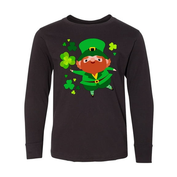 Inktastic Cute Leprechaun for St. Patrick's Day Long Sleeve Youth T-Shirt