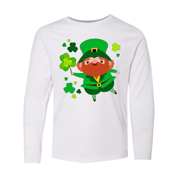 Inktastic Cute Leprechaun for St. Patrick's Day Long Sleeve Youth T-Shirt