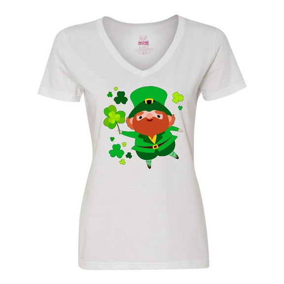 Inktastic Cute Leprechaun for St. Patrick's Day Women's V-Neck T-Shirt