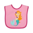 thumbnail image 1 of Inktastic Cute Little Mermaid, Orange Hair, Purple Sea Star Girls Baby Bib, 1 of 4