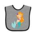 thumbnail image 1 of Inktastic Cute Little Mermaid, Orange Hair, Purple Sea Star Girls Baby Bib, 1 of 4