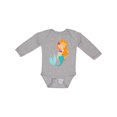 thumbnail image 1 of Inktastic Cute Little Mermaid, Orange Hair, Purple Sea Star Girls Long Sleeve Baby Bodysuit, 1 of 5