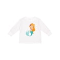 thumbnail image 1 of Inktastic Cute Little Mermaid, Orange Hair, Purple Sea Star Girls Long Sleeve Toddler T-Shirt, 1 of 5
