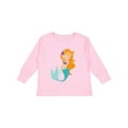 thumbnail image 1 of Inktastic Cute Little Mermaid, Orange Hair, Purple Sea Star Girls Long Sleeve Toddler T-Shirt, 1 of 5