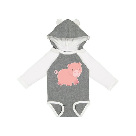 Inktastic Cute Little Pink Farm Pig Boys or Girls Long Sleeve Baby Bodysuit