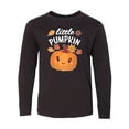 thumbnail image 1 of Inktastic Cute Little Pumpkin with Fall Leaves Long Sleeve Youth T-Shirt, 1 of 5