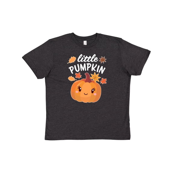 Inktastic Cute Little Pumpkin with Fall Leaves Youth T-Shirt