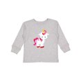 thumbnail image 1 of Inktastic Cute Little Unicorn With Red And Pink Mane, Hearts Girls Long Sleeve Toddler T-Shirt, 1 of 5
