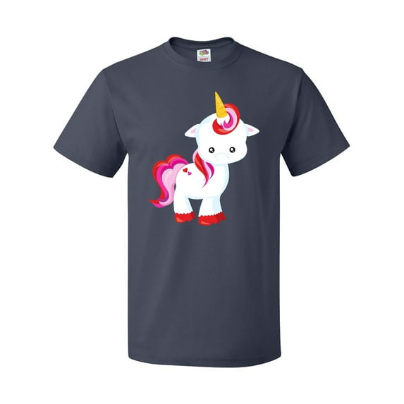 Inktastic Cute Little Unicorn With Red And Pink Mane, Hearts T-Shirt