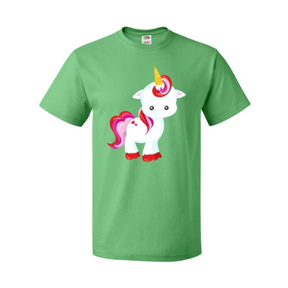 Inktastic Cute Little Unicorn With Red And Pink Mane, Hearts T-Shirt