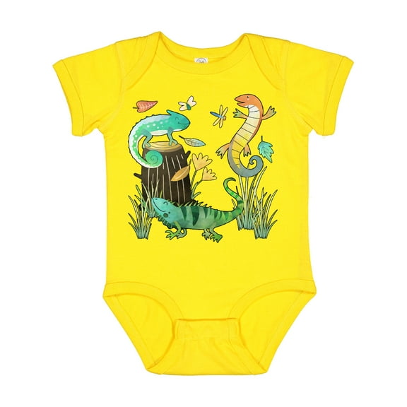Inktastic Cute Lizards Hanging out Boys or Girls Baby Bodysuit