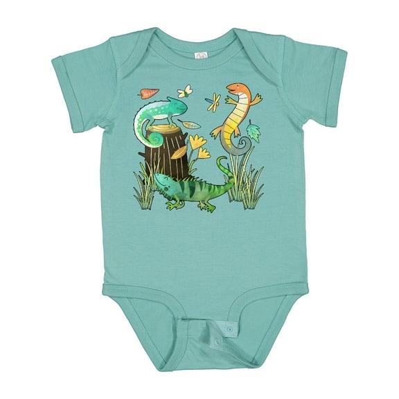 Inktastic Cute Lizards Hanging out Boys or Girls Baby Bodysuit