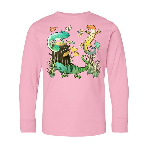Inktastic Cute Lizards Hanging out Long Sleeve Youth T-Shirt