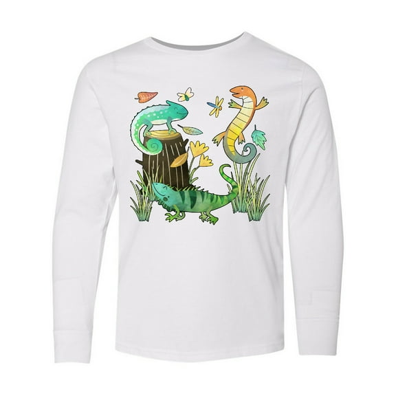 Inktastic Cute Lizards Hanging out Long Sleeve Youth T-Shirt
