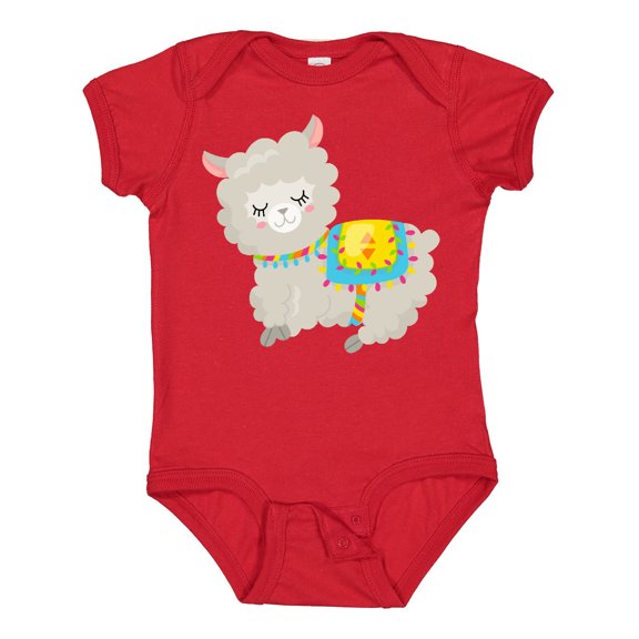 Inktastic Cute Llama with Colorful Blanket Boys or Girls Baby Bodysuit