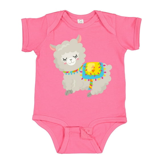 Inktastic Cute Llama with Colorful Blanket Boys or Girls Baby Bodysuit