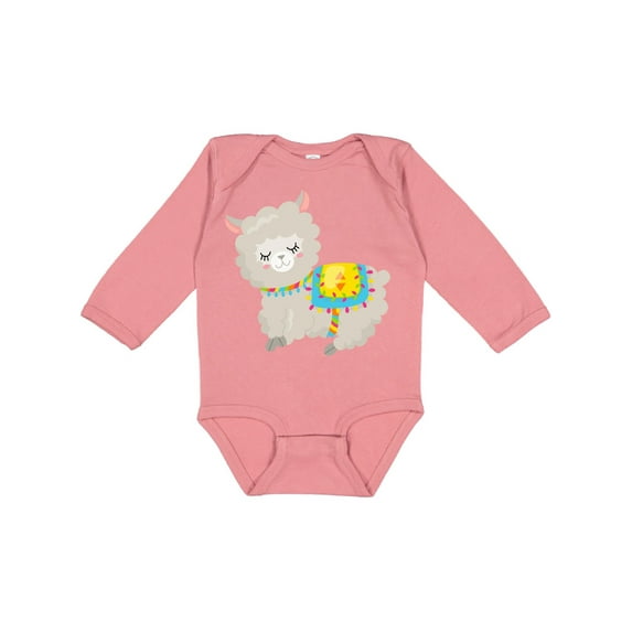 Inktastic Cute Llama with Colorful Blanket Boys or Girls Long Sleeve Baby Bodysuit