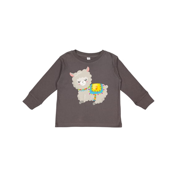 Inktastic Cute Llama with Colorful Blanket Boys or Girls Long Sleeve Toddler T-Shirt