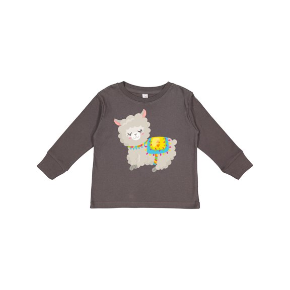 Inktastic Cute Llama with Colorful Blanket Boys or Girls Long Sleeve Toddler T-Shirt