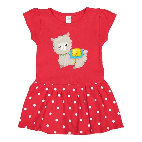 Inktastic Cute Llama with Colorful Blanket Gift Baby Girl Dress
