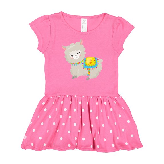 Inktastic Cute Llama with Colorful Blanket Gift Baby Girl Dress