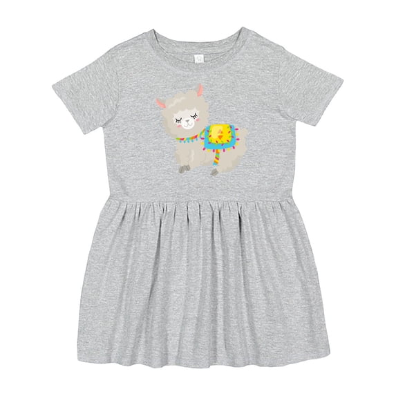 Inktastic Cute Llama with Colorful Blanket Girls Toddler Dress