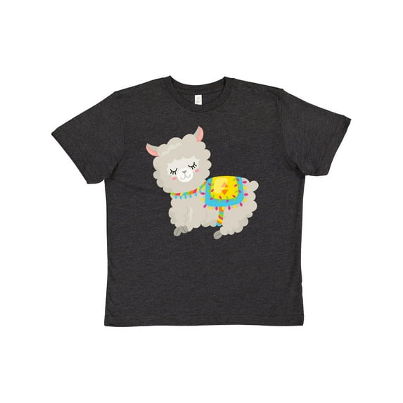 Inktastic Cute Llama with Colorful Blanket Youth T-Shirt