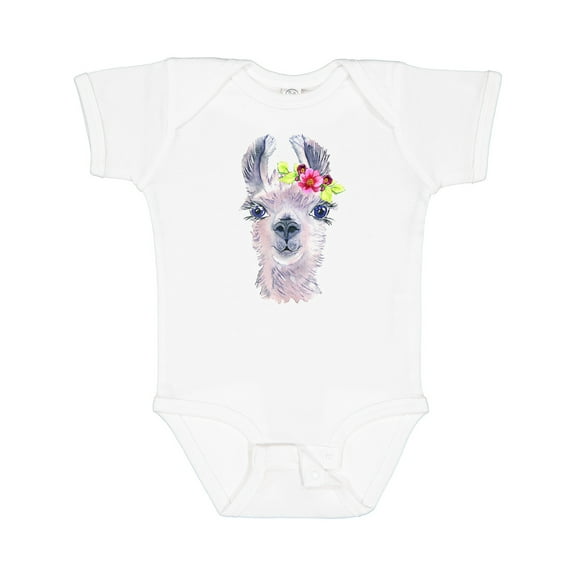 Inktastic Cute Llama with Flower Boys or Girls Baby Bodysuit