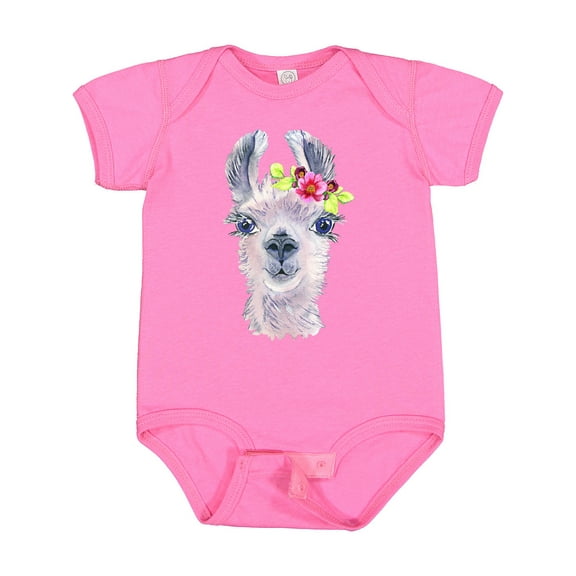 Inktastic Cute Llama with Flower Boys or Girls Baby Bodysuit