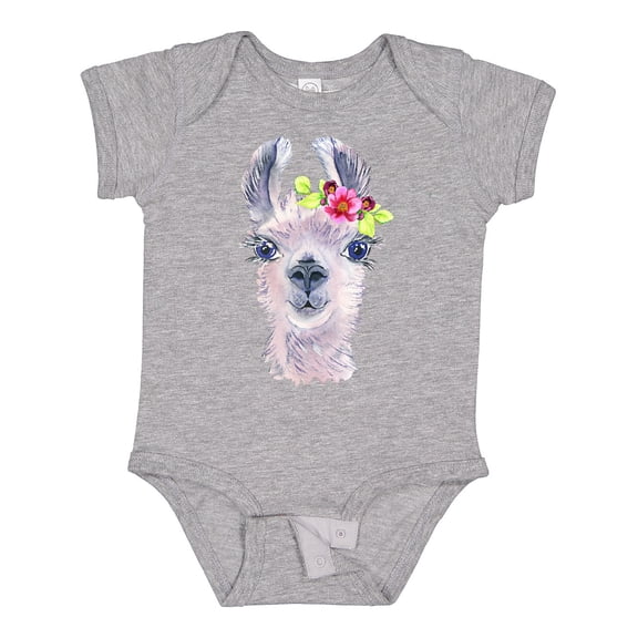 Inktastic Cute Llama with Flower Boys or Girls Baby Bodysuit
