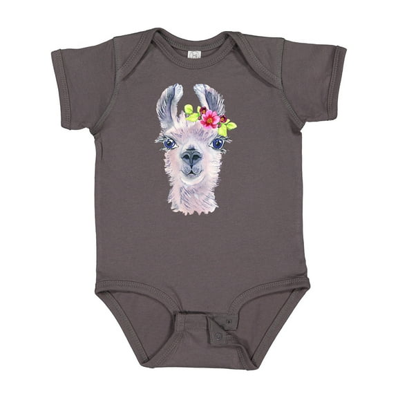 Inktastic Cute Llama with Flower Boys or Girls Baby Bodysuit