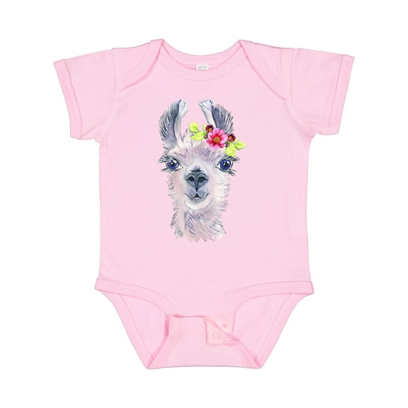 Inktastic Cute Llama with Flower Boys or Girls Baby Bodysuit