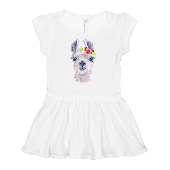 Inktastic Cute Llama with Flower Girls Baby Dress