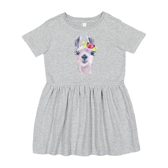 Inktastic Cute Llama with Flower Girls Toddler Dress